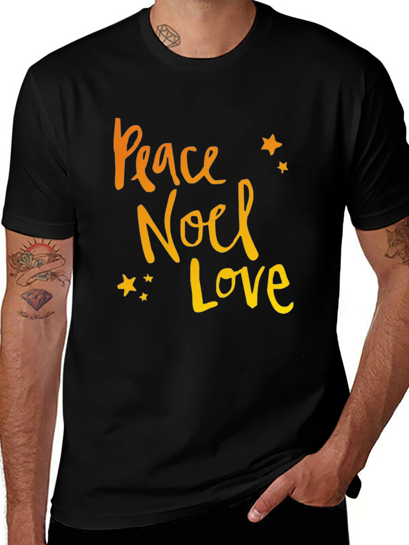 Peace Noel Love Black Graphic Tee
