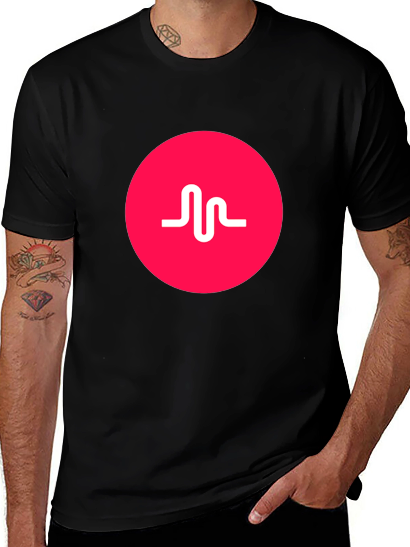 Black T-Shirt with Pink Musical.ly Logo