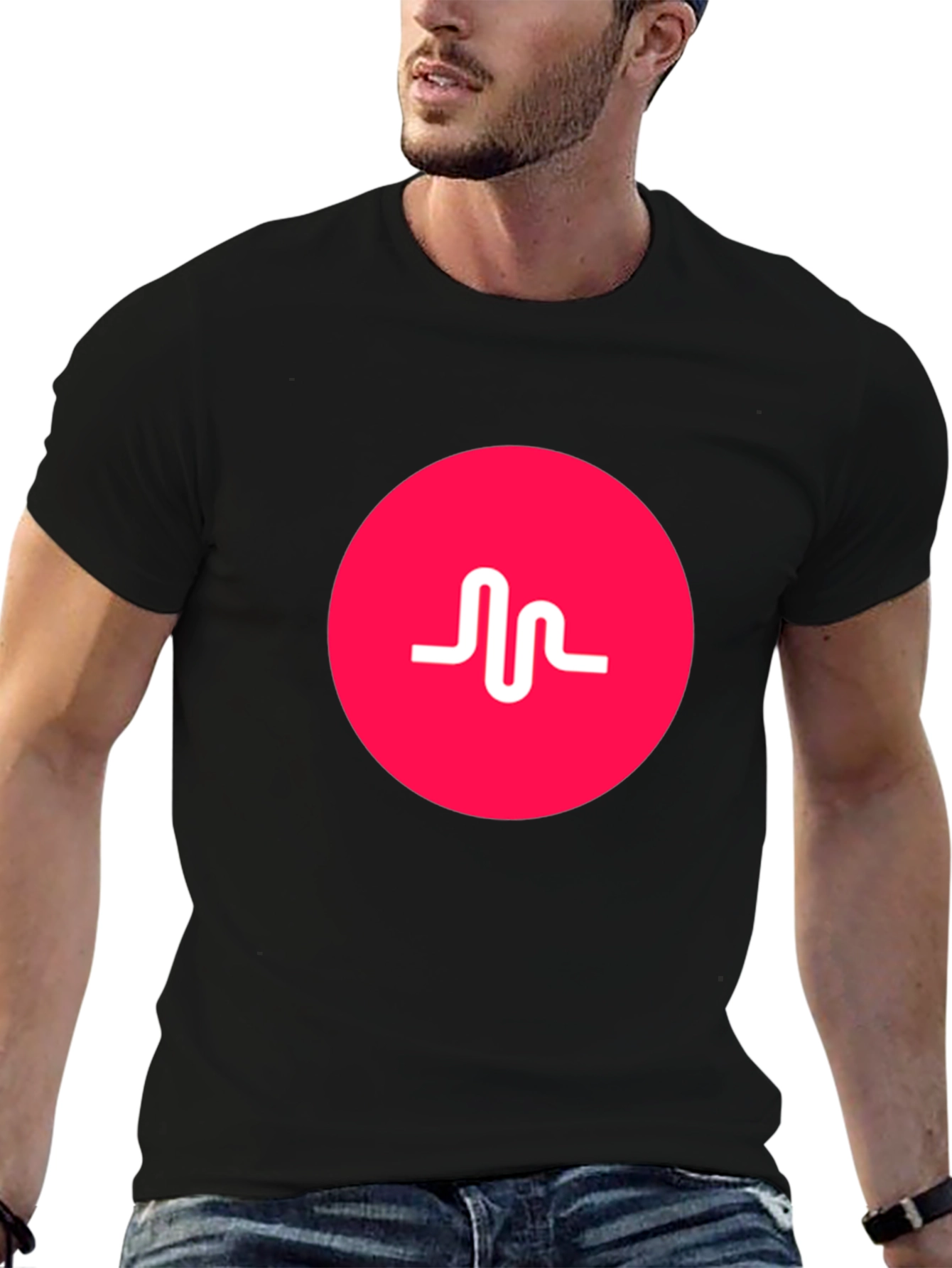 Black T-Shirt with Pink Musical.ly Logo