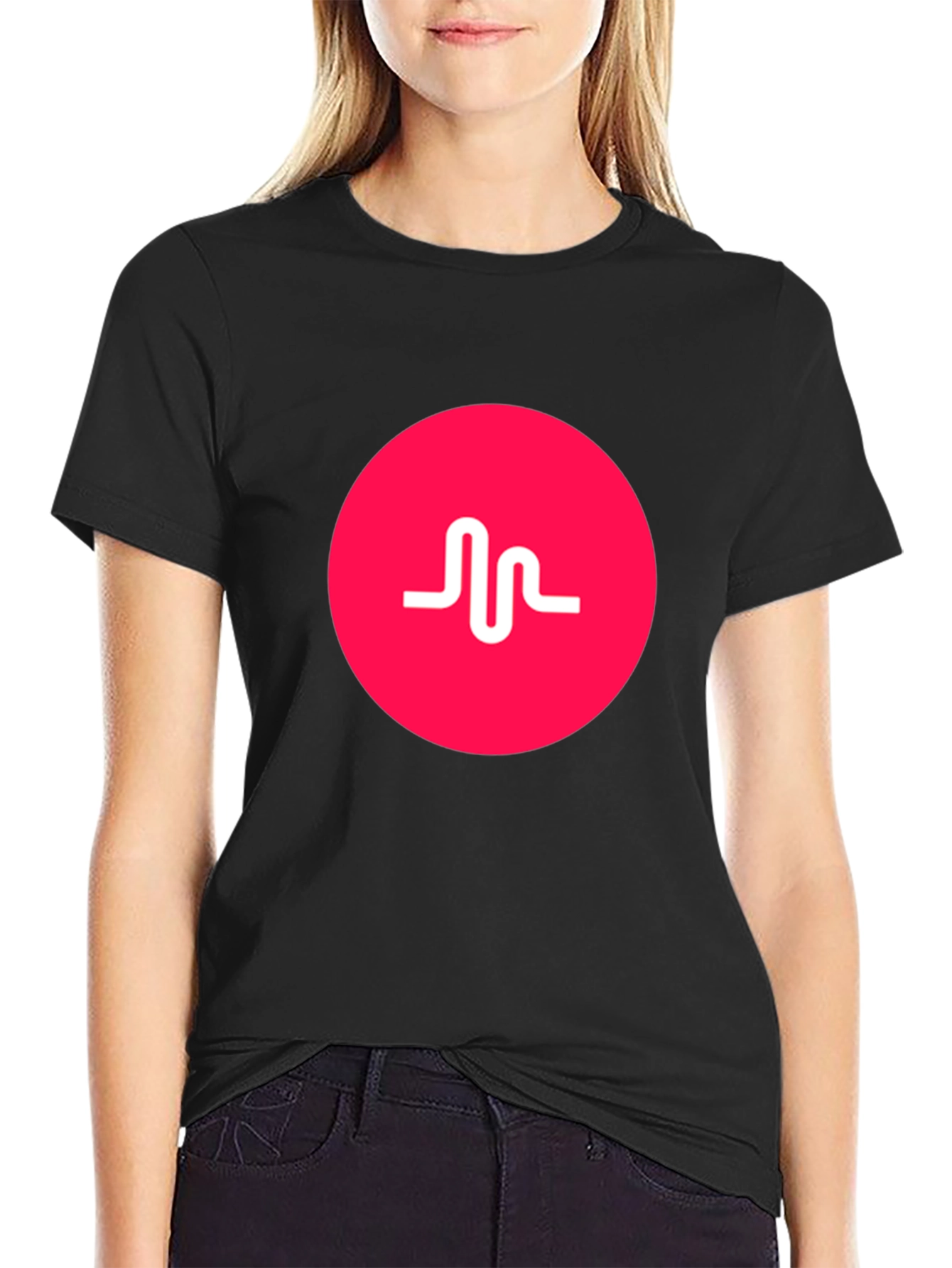 Black T-Shirt with Pink Musical.ly Logo