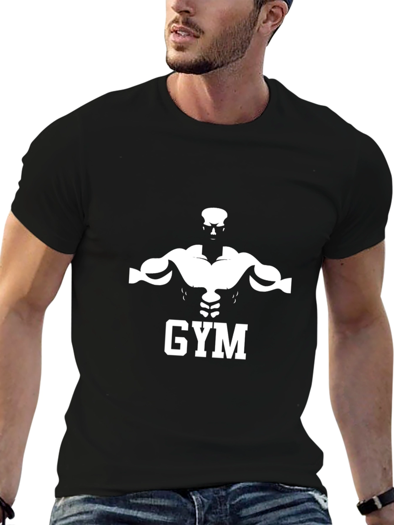 Gym Motivation Tee - Bodybuilder Silhouette Black T-Shirt