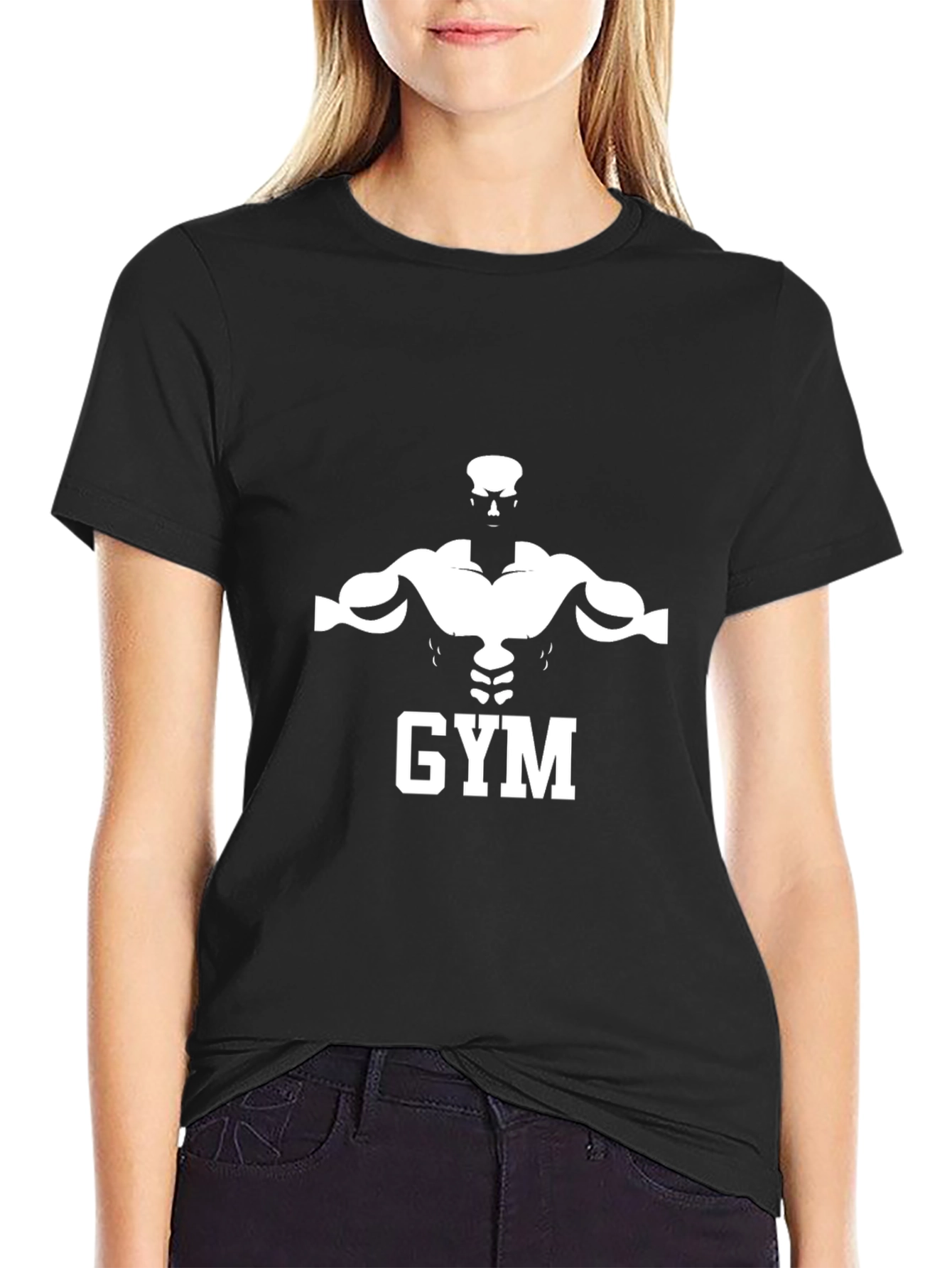 Gym Motivation Tee - Bodybuilder Silhouette Black T-Shirt