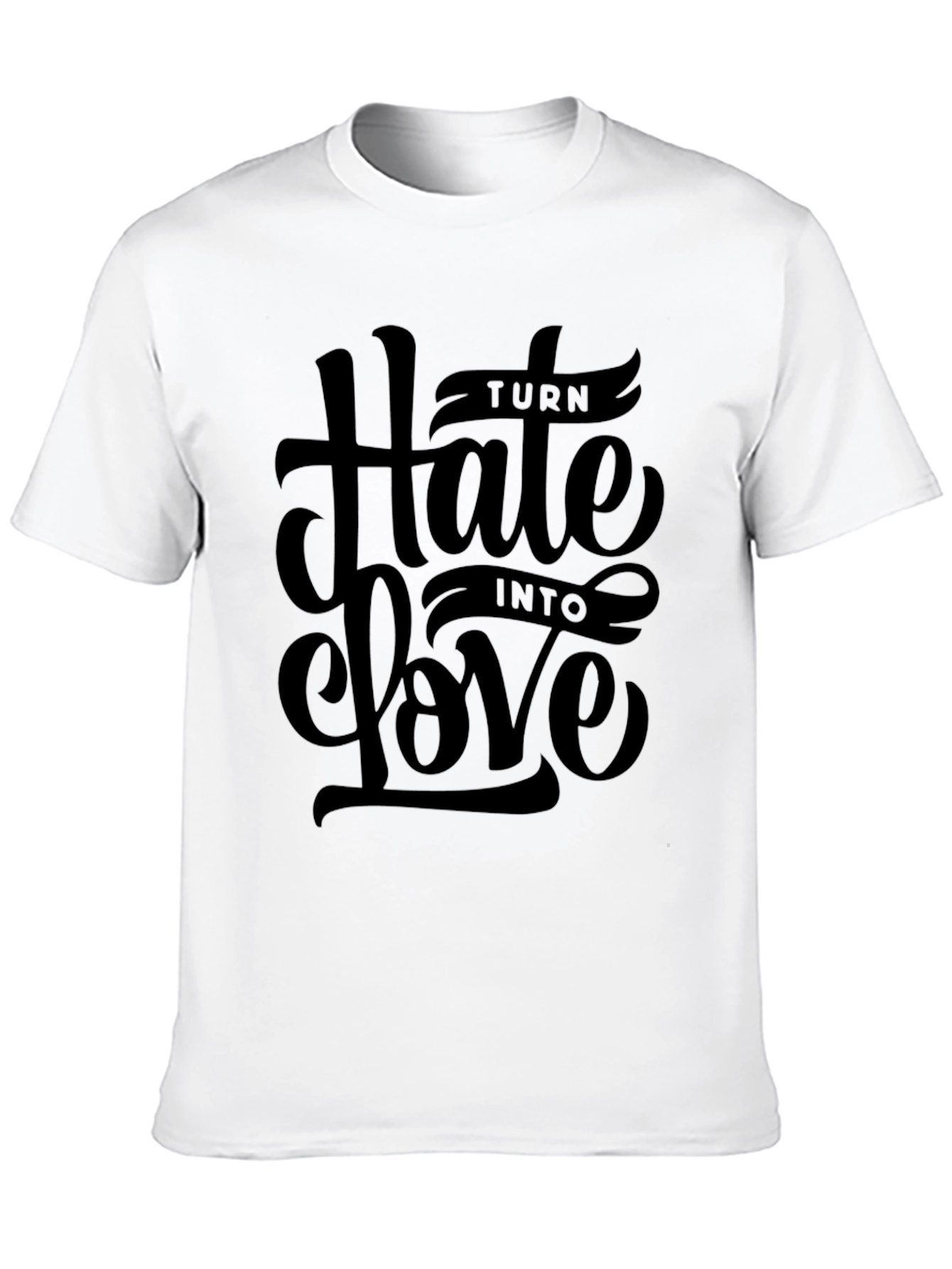 Turn Hate Into Love Black Graphic T-Shirt