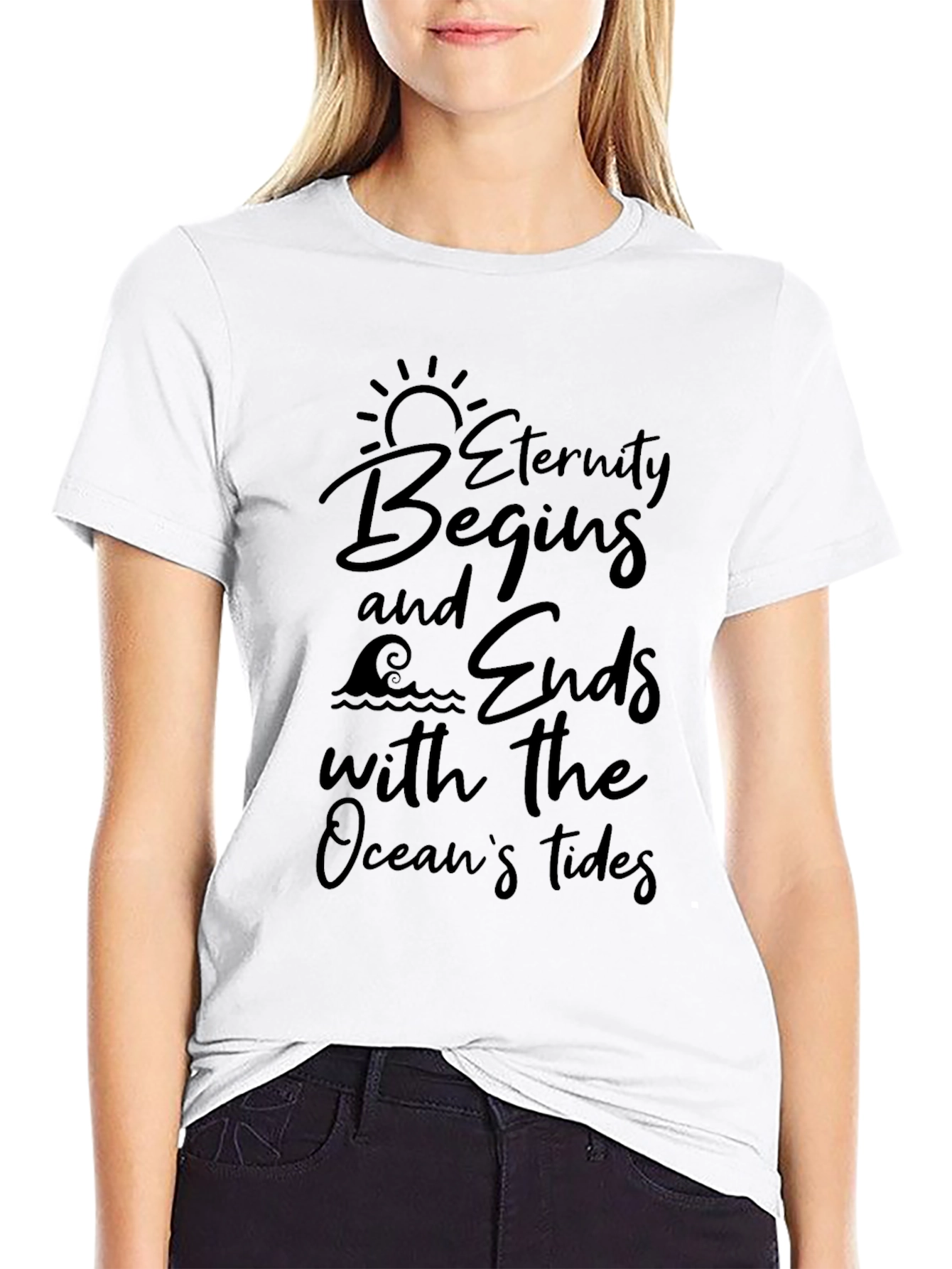 Eternity Begins Ocean Tides Black Graphic Tee