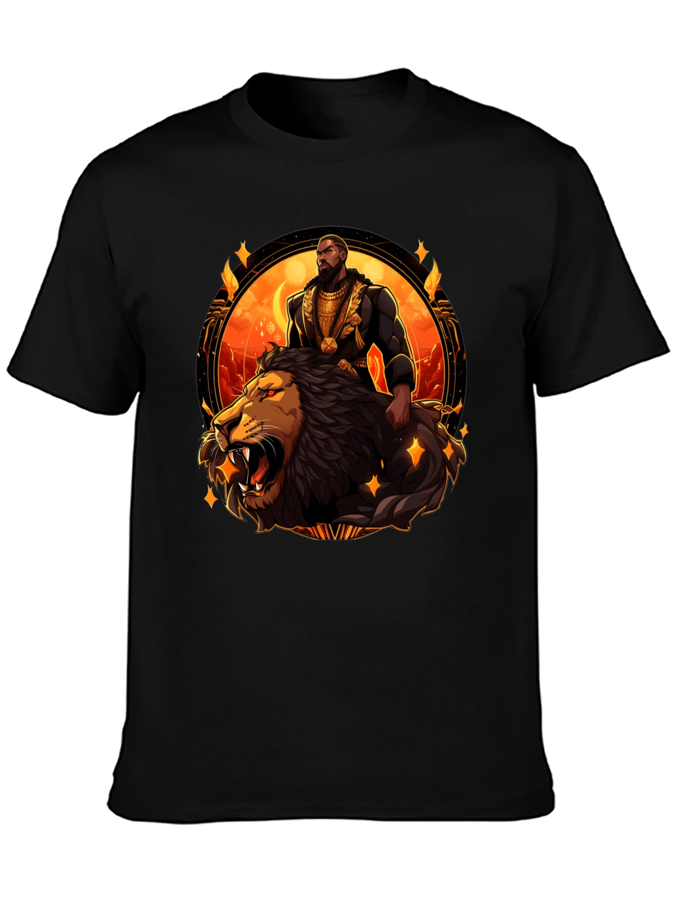 King and Lion Graphic T-Shirt - Black