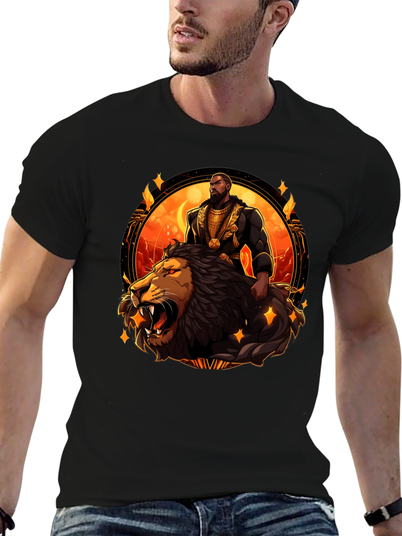 King and Lion Graphic T-Shirt - Black