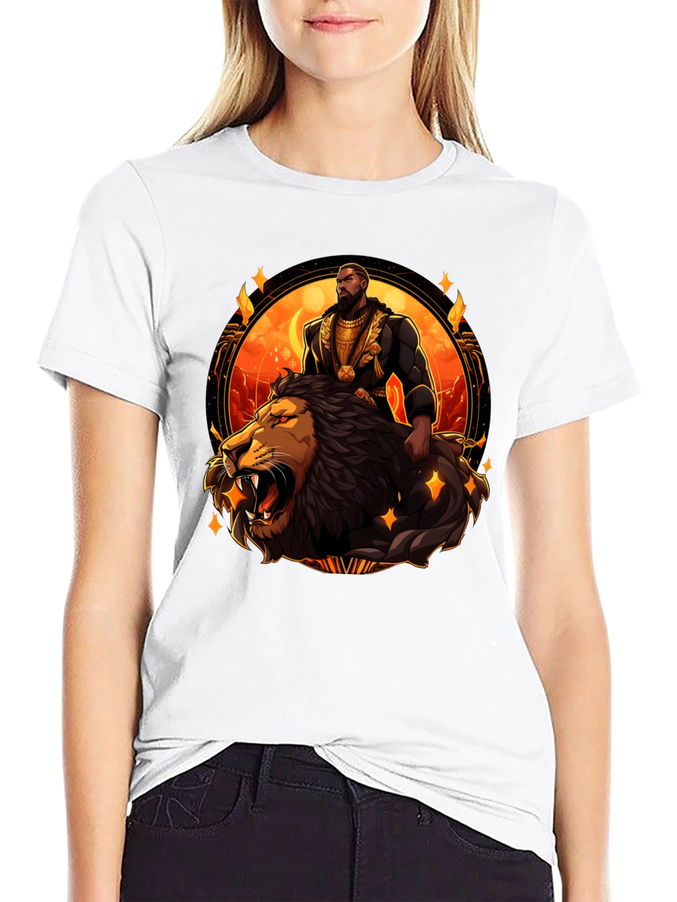 King and Lion Graphic T-Shirt - Black
