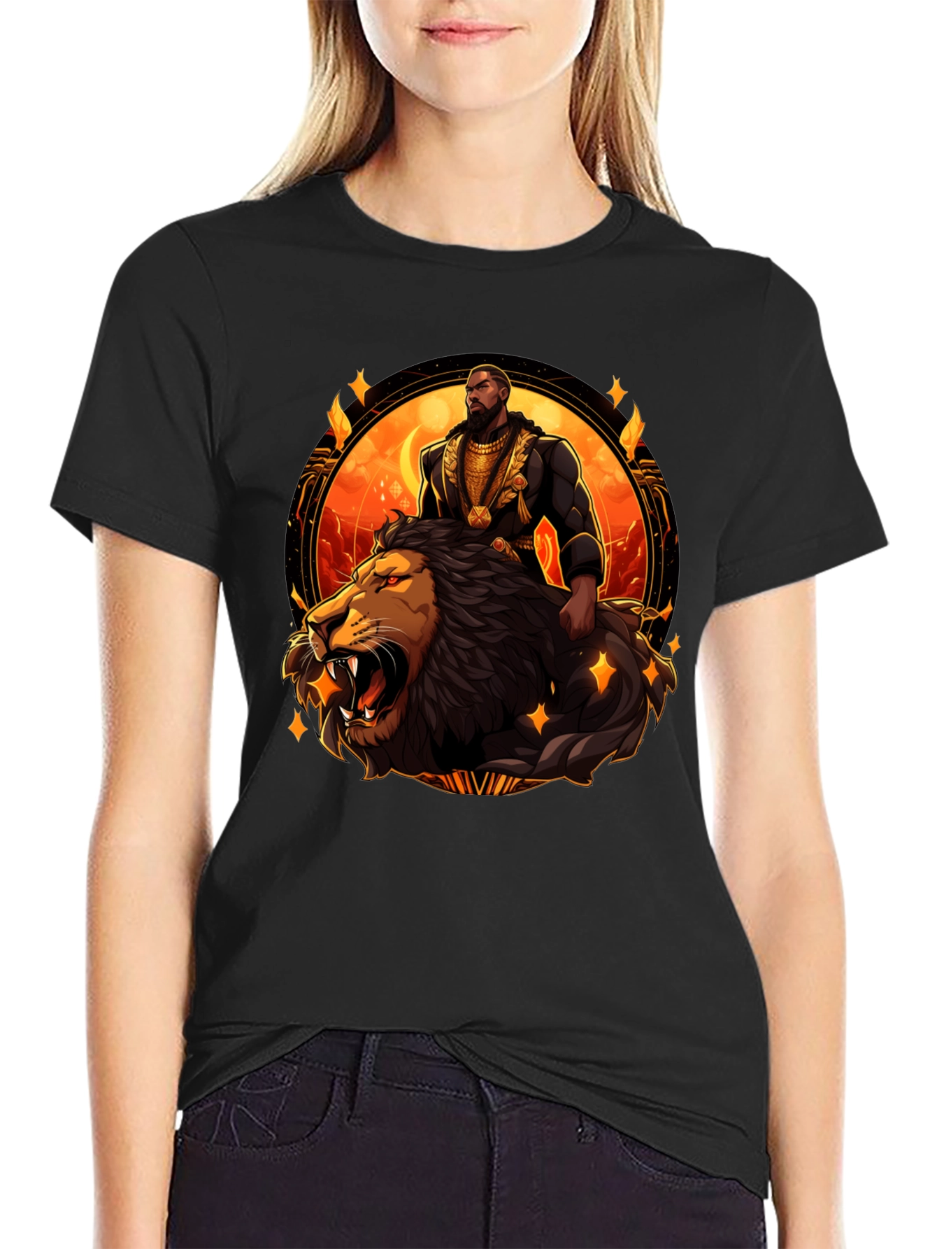 King and Lion Graphic T-Shirt - Black