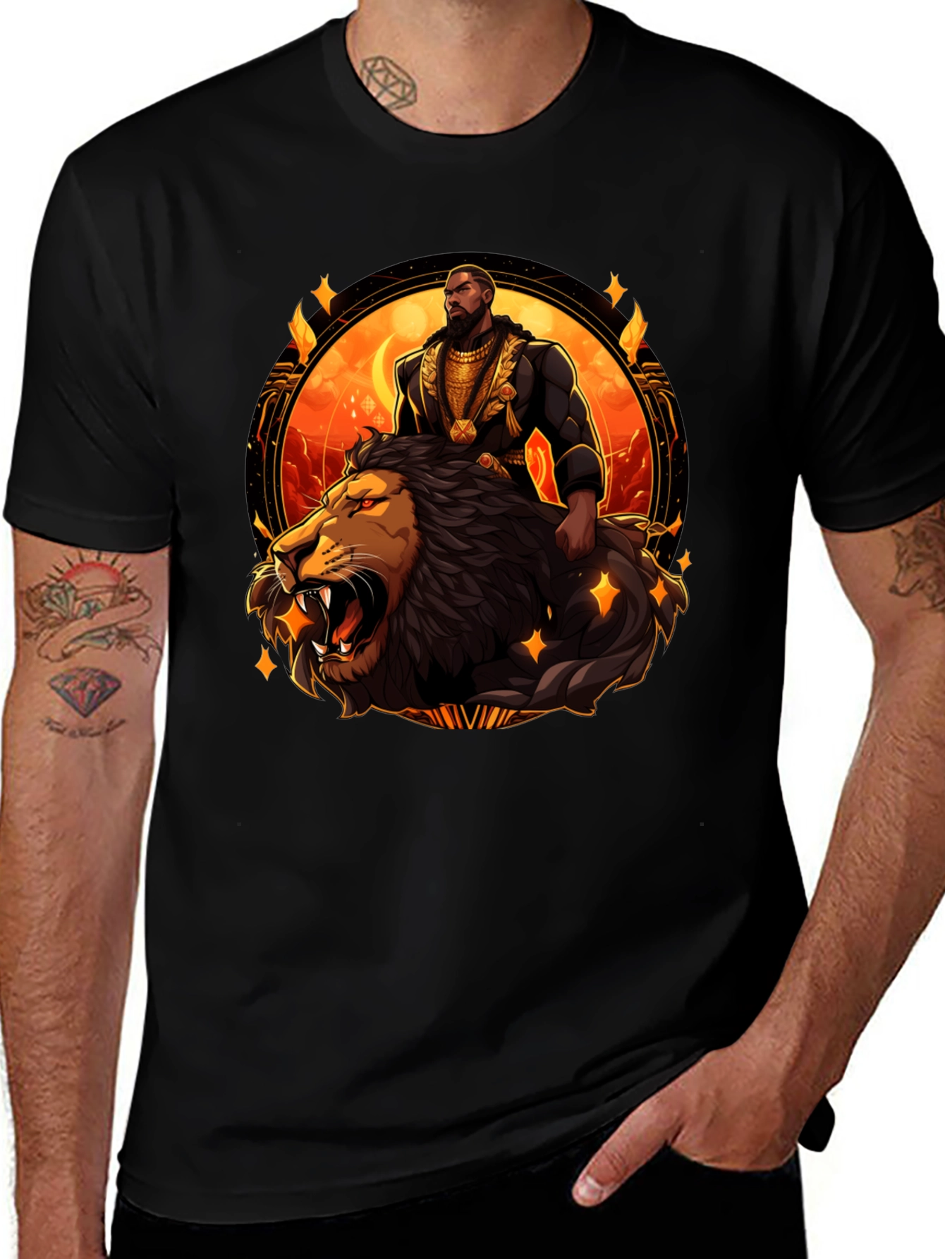King and Lion Graphic T-Shirt - Black