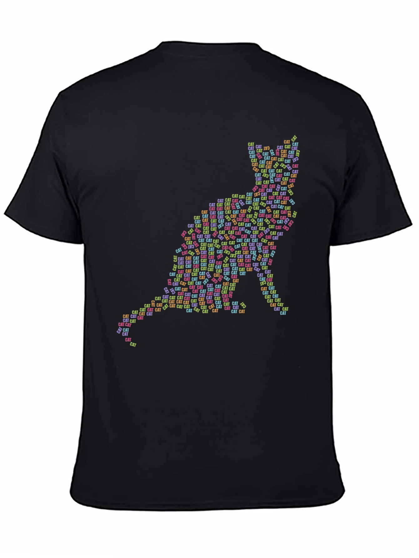 Cat Word Art T-Shirt - Black