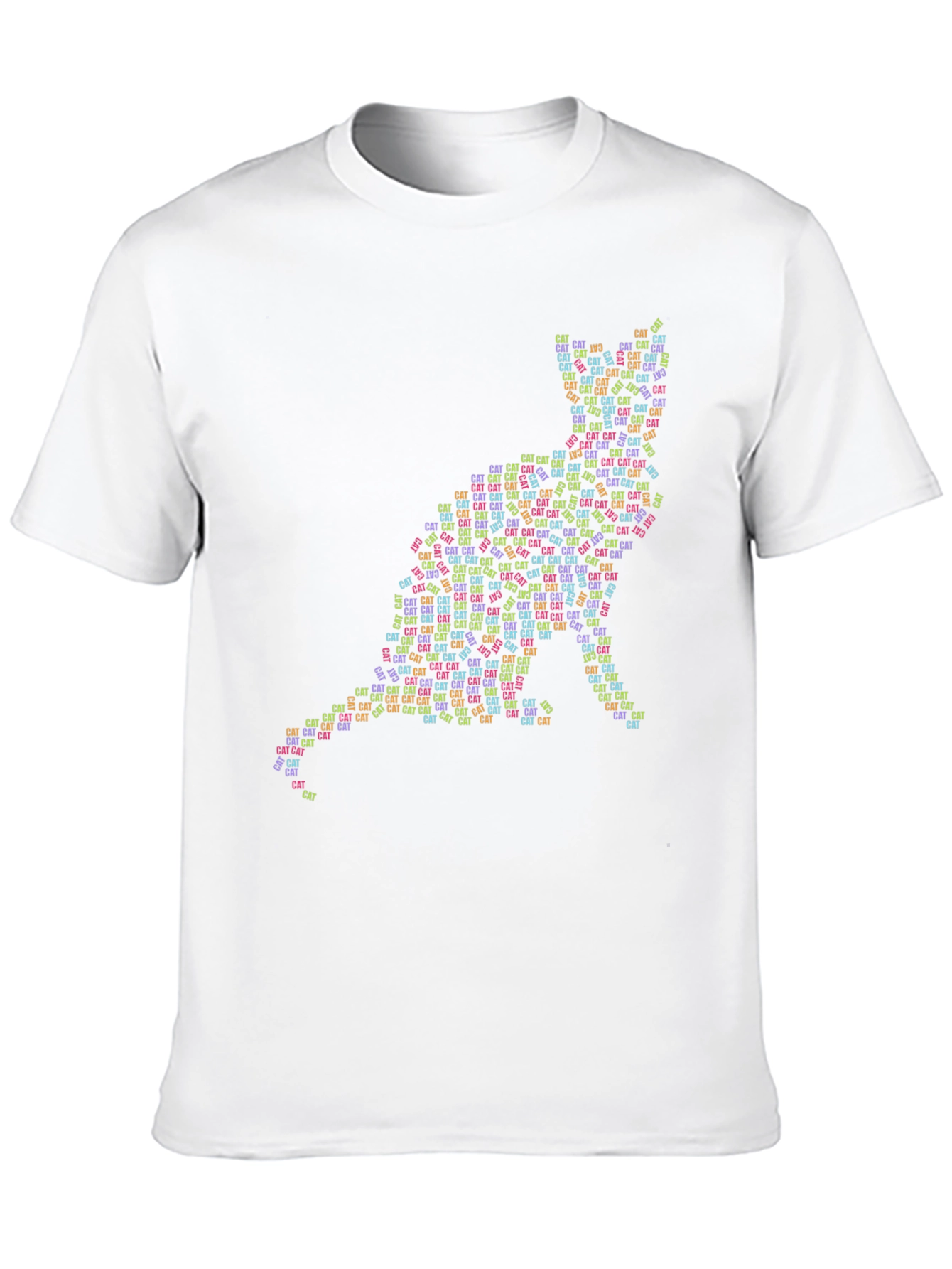 Cat Word Art T-Shirt - Black