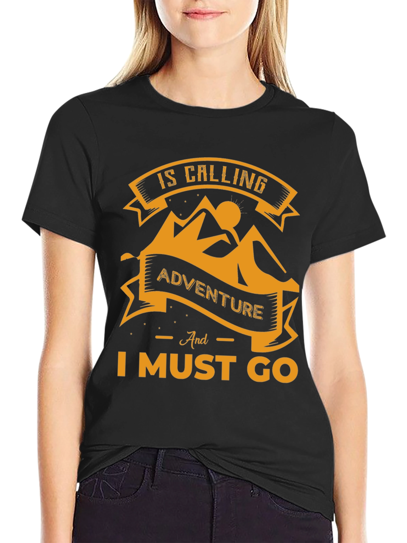 Adventure Awaits Mens Black Graphic Tee