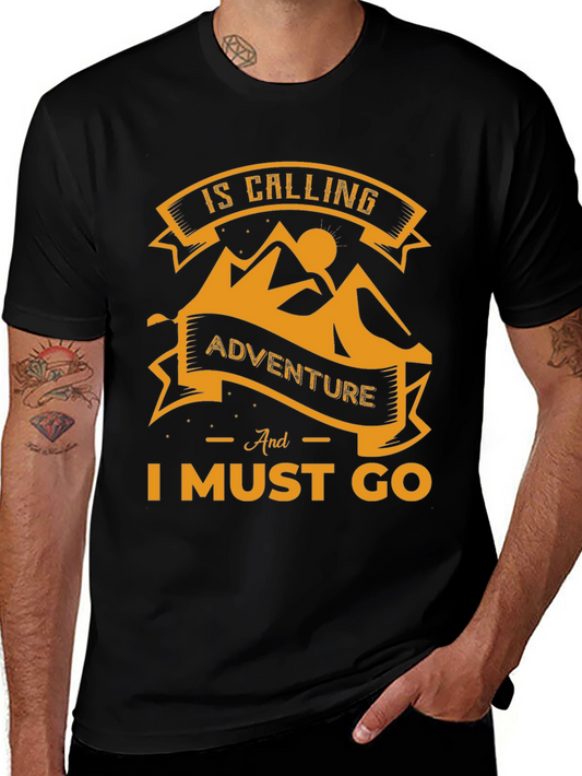 Adventure Awaits Mens Black Graphic Tee