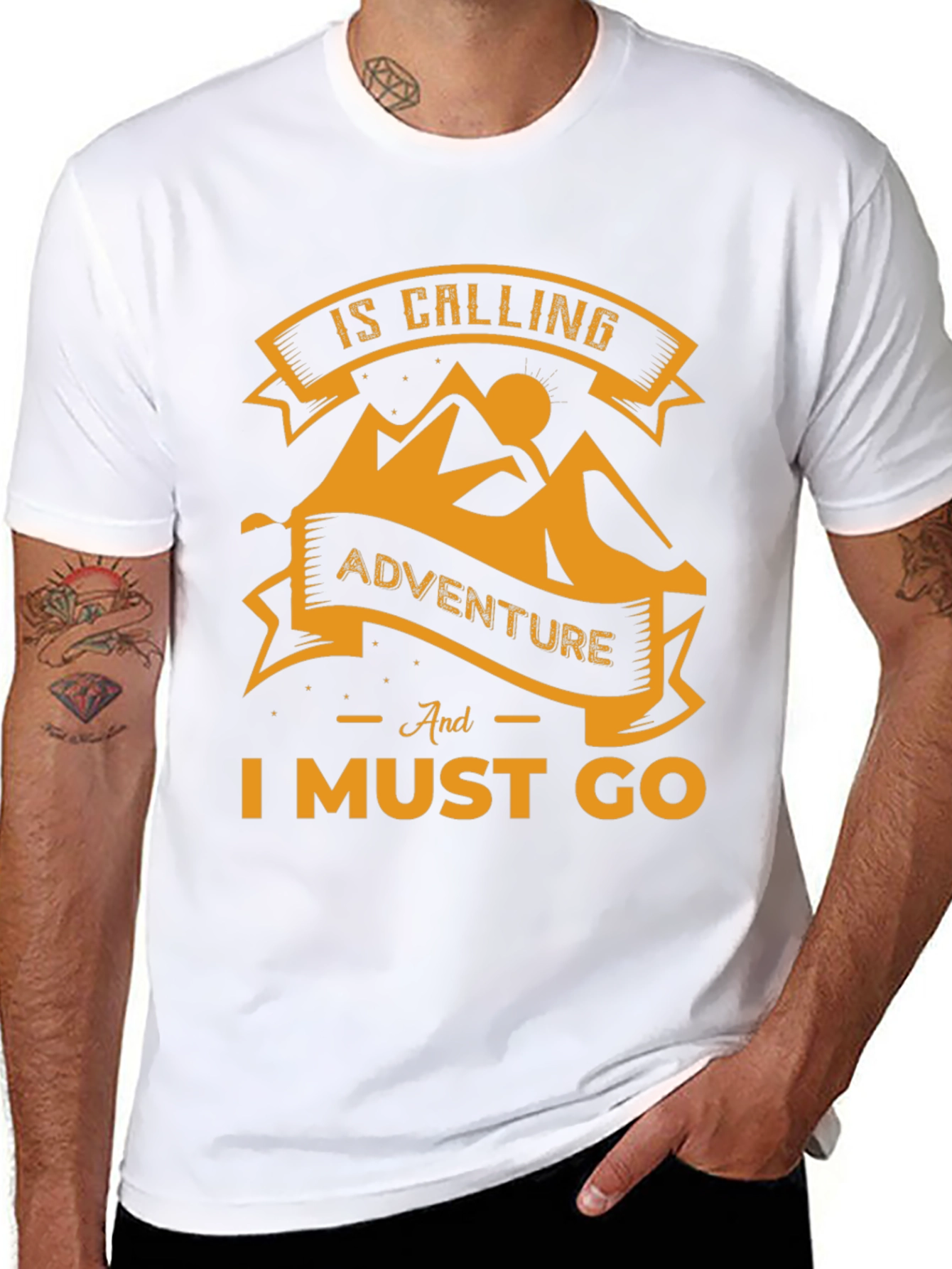 Adventure Awaits Mens Black Graphic Tee