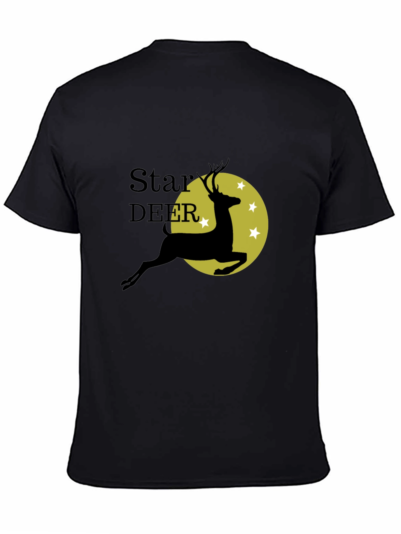 Star Deer Graphic Tee - Black Cotton Blend