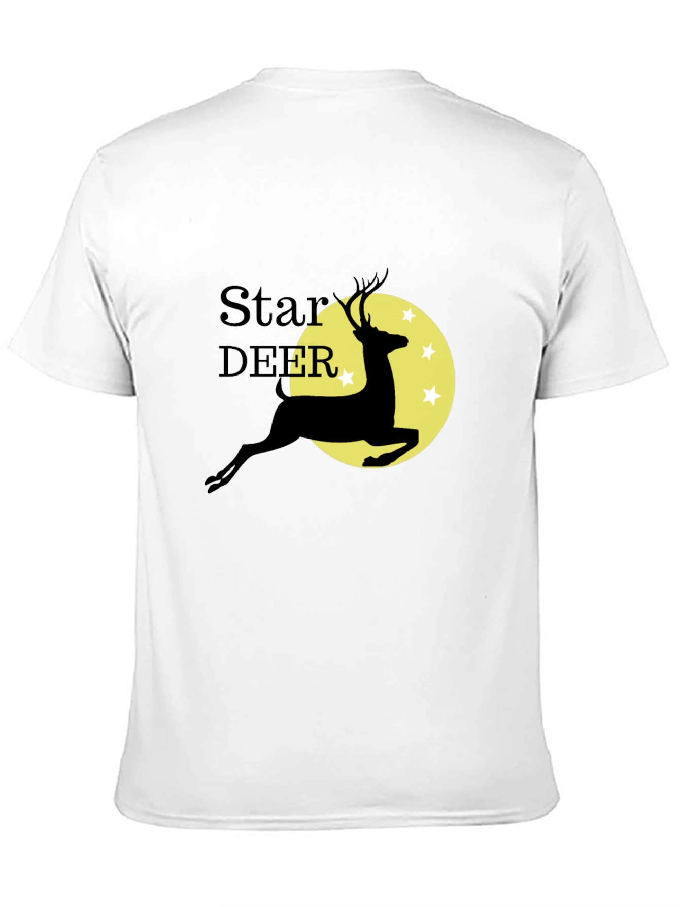 Star Deer Graphic Tee - Black Cotton Blend