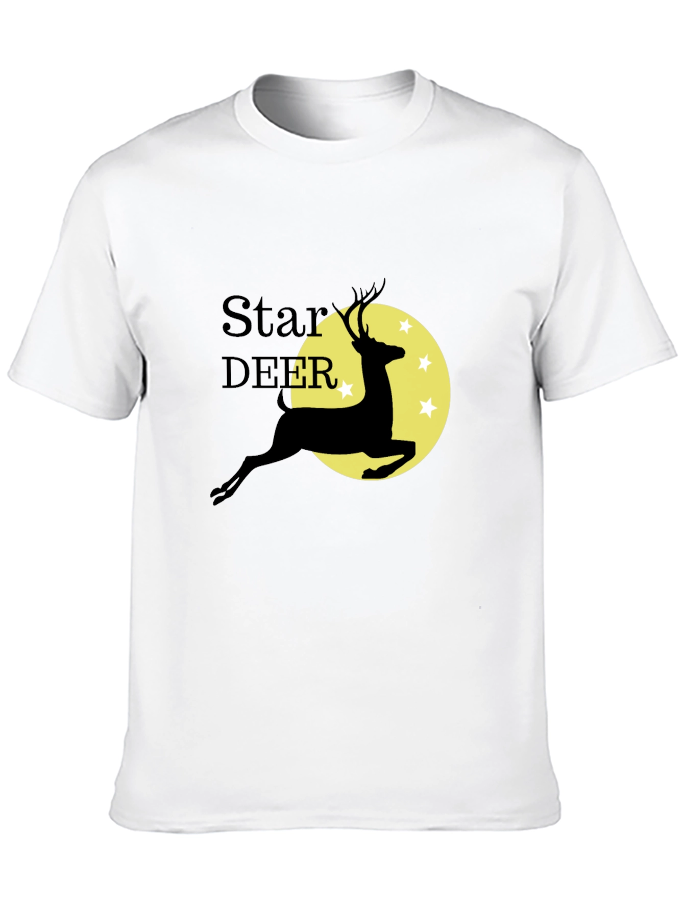 Star Deer Graphic Tee - Black Cotton Blend