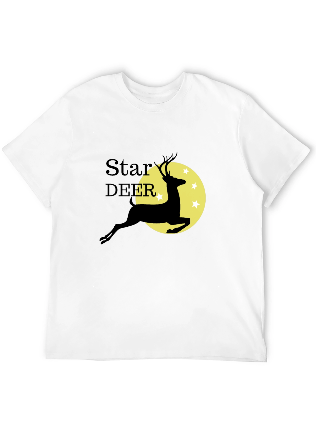 Star Deer Graphic Tee - Black Cotton Blend