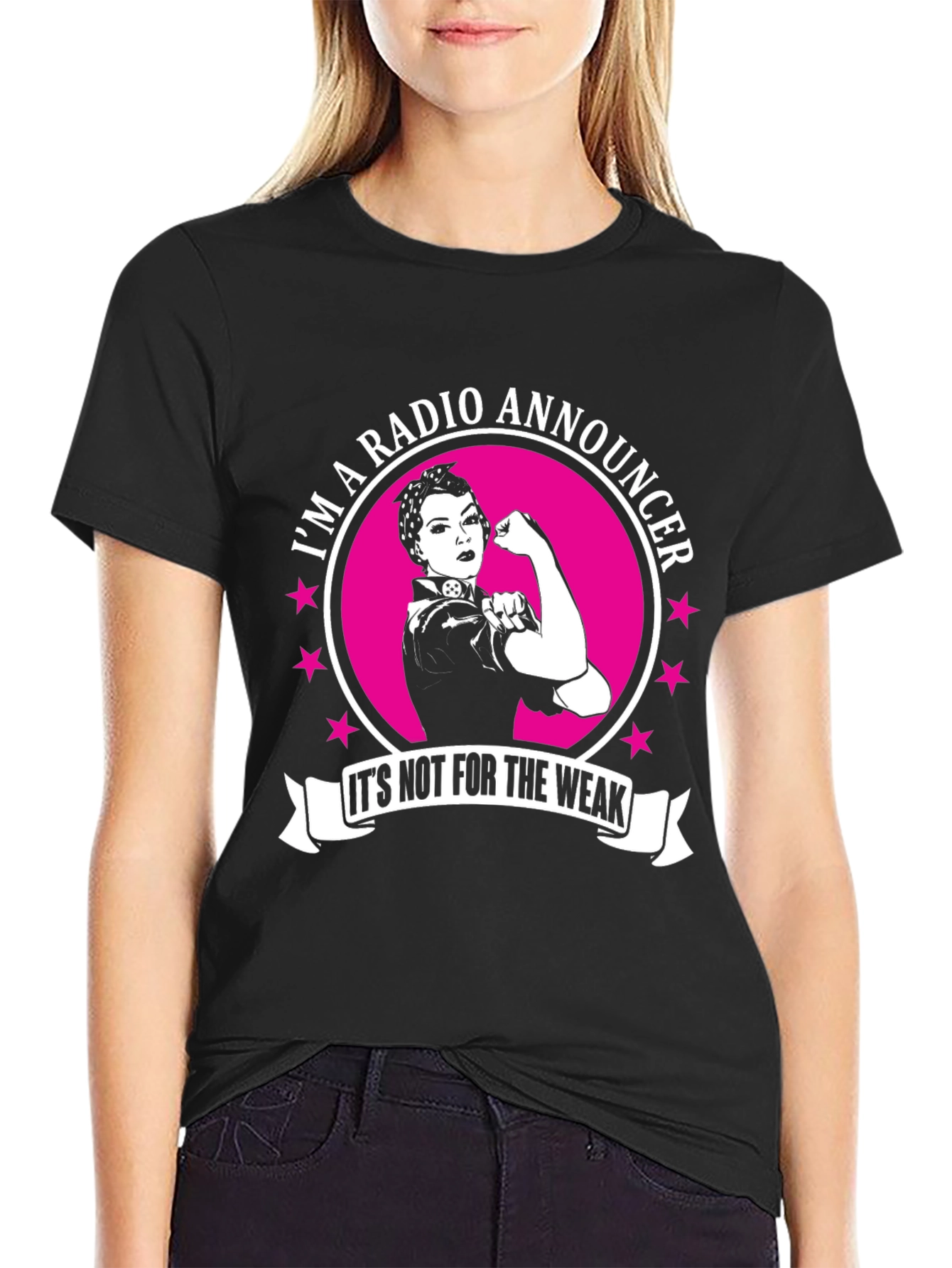 Radio Announcer Strong Woman Graphic Tee