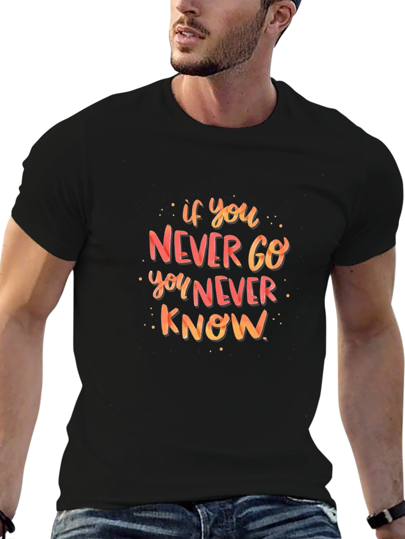 Inspirational Quote Graphic Tee - Black Cotton T-Shirt