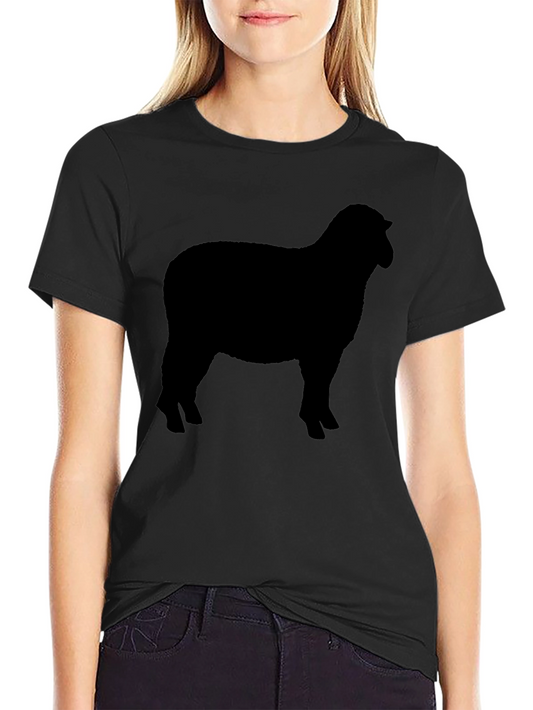 Sheep Silhouette Graphic Tee - Black Cotton T-Shirt