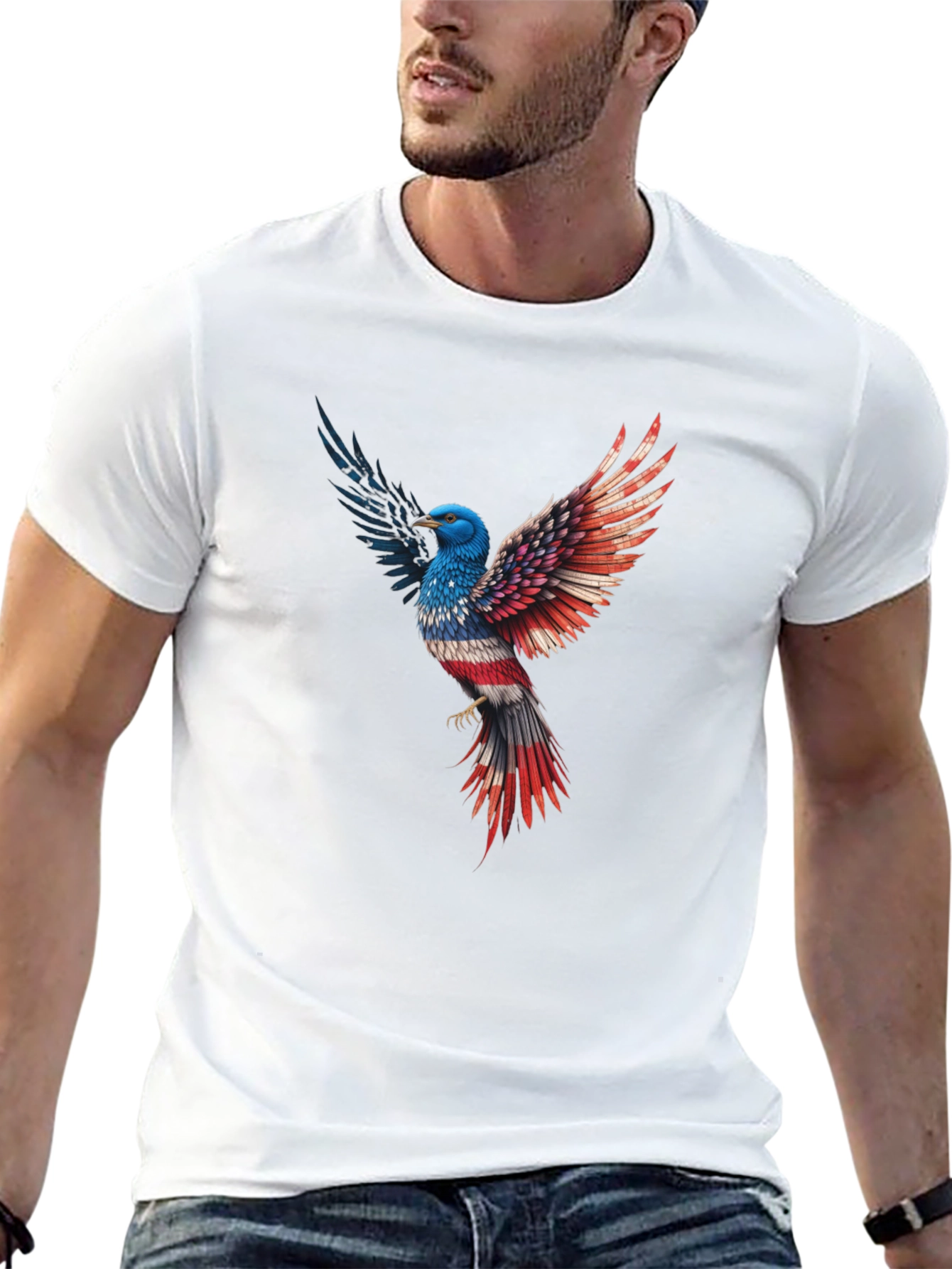 Patriotic Eagle Graphic Tee - Black