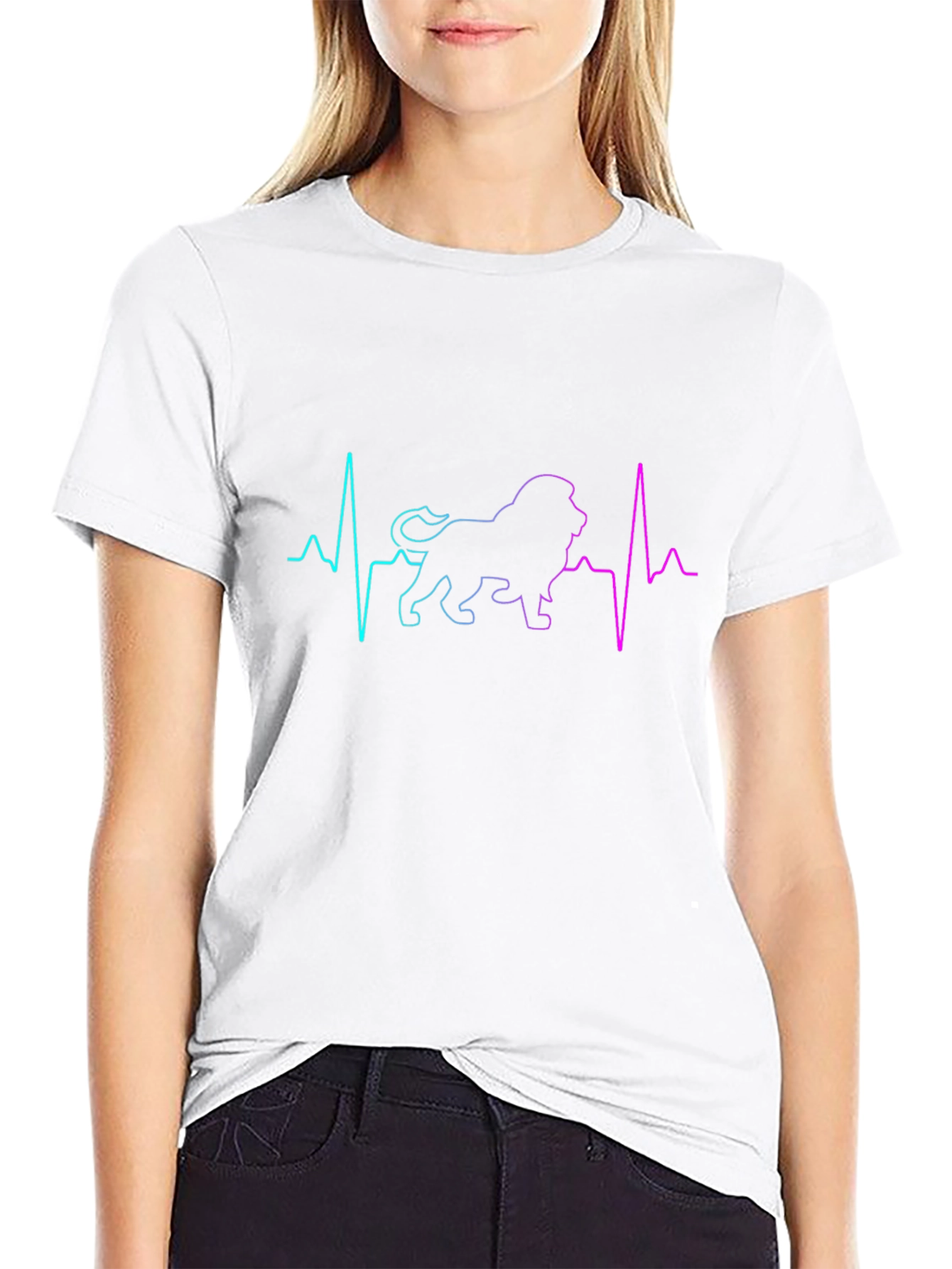 Lion Heartbeat Graphic Tee - Cool Animal Lovers Shirt
