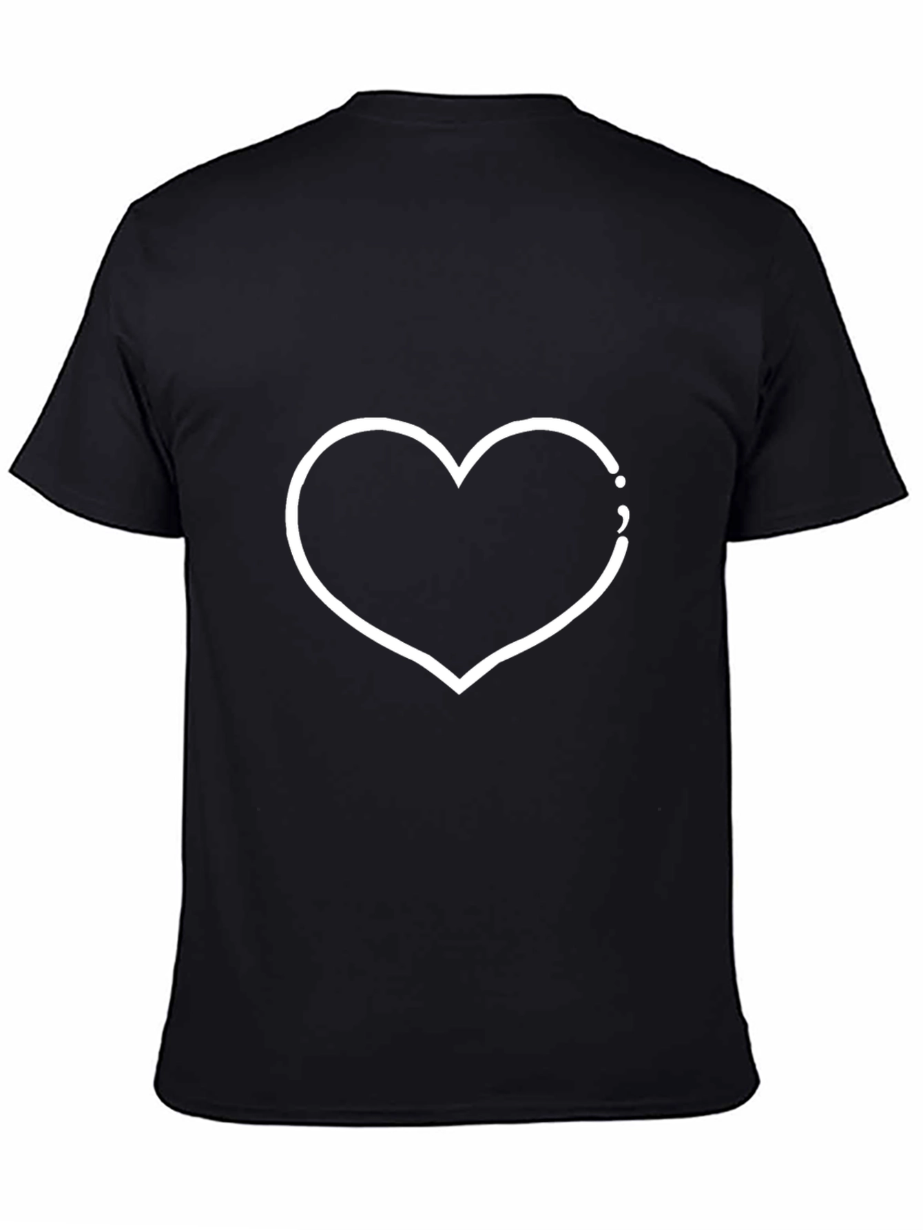 Heart Outline Graphic Black T-Shirt