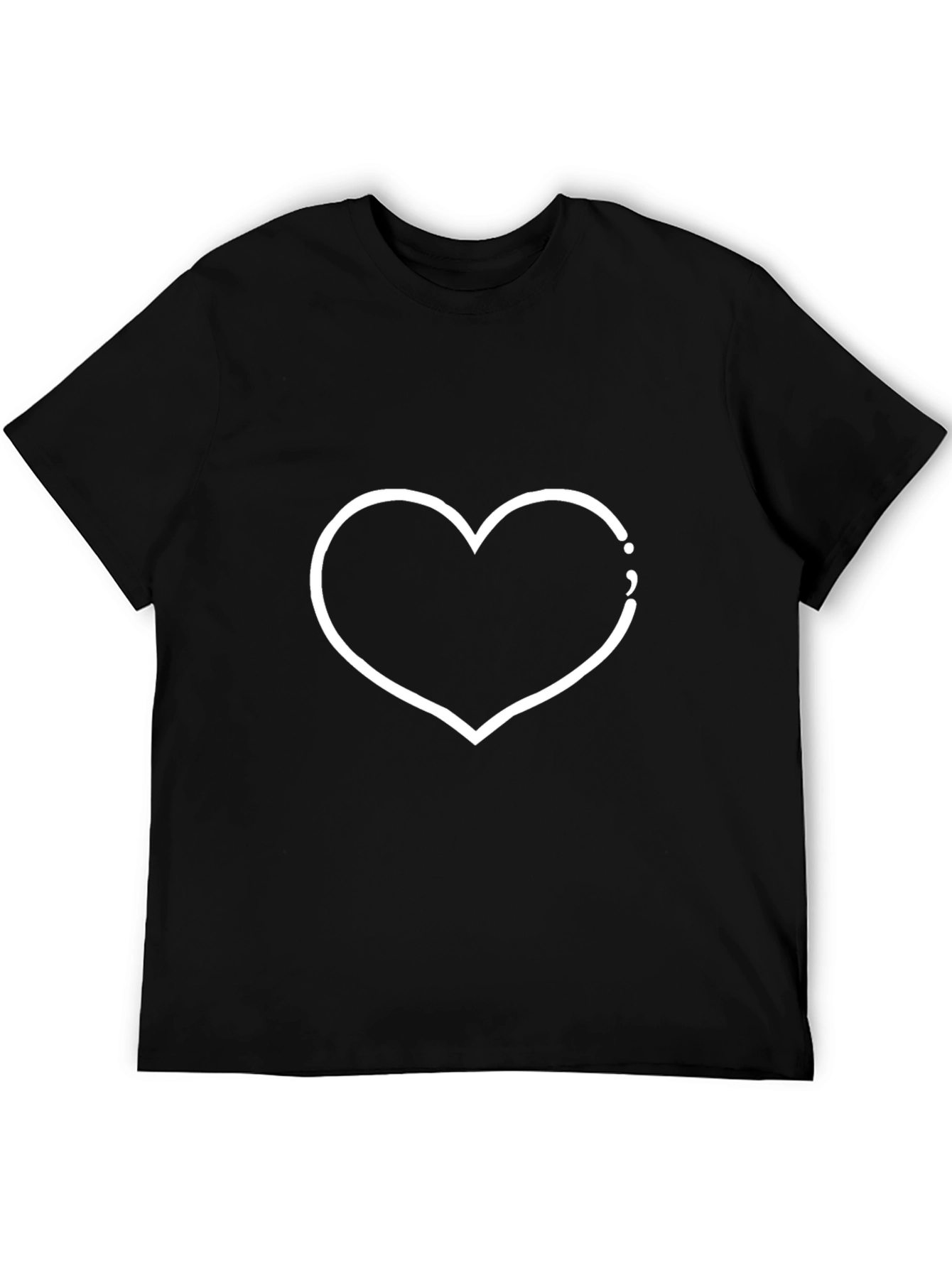 Heart Outline Graphic Black T-Shirt