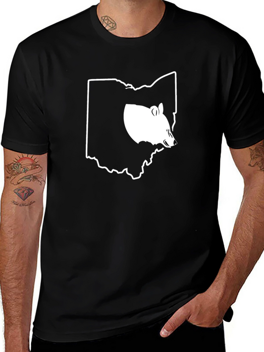 Ohio Bear State Pride Tee - Black Cotton Graphic T-Shirt
