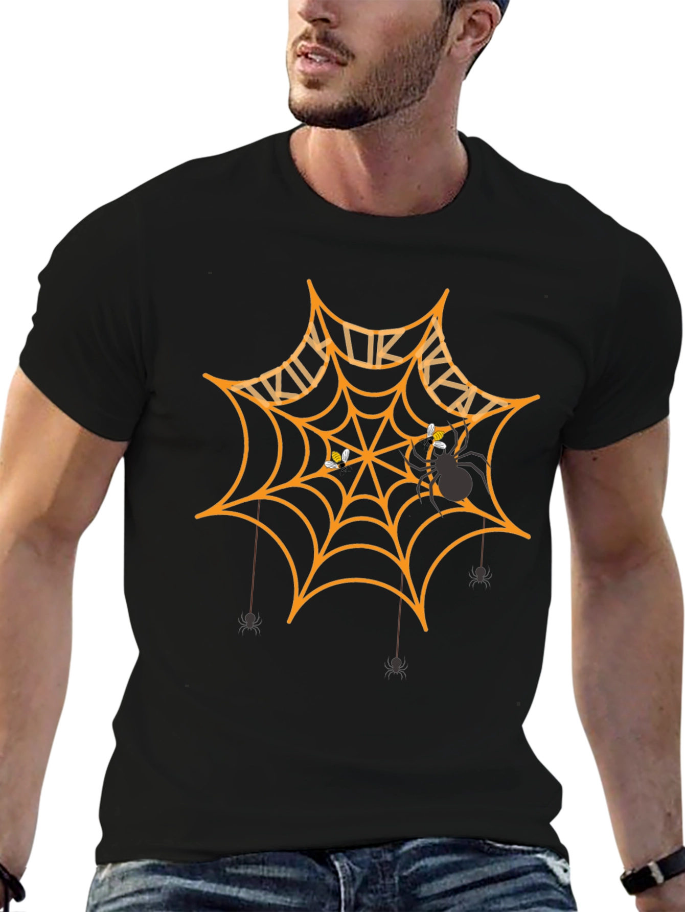 Halloween Spider Web Graphic T-Shirt