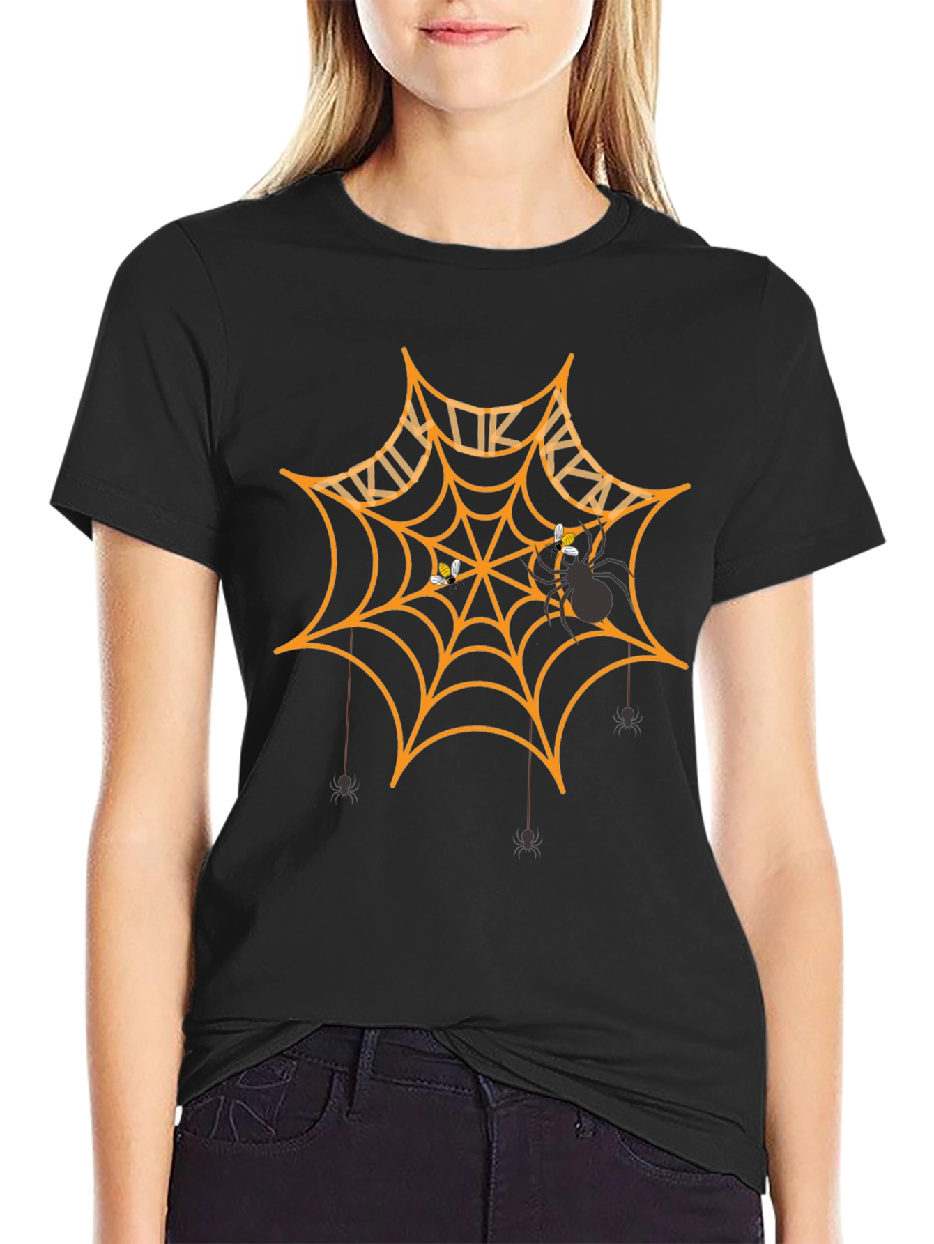 Halloween Spider Web Graphic T-Shirt