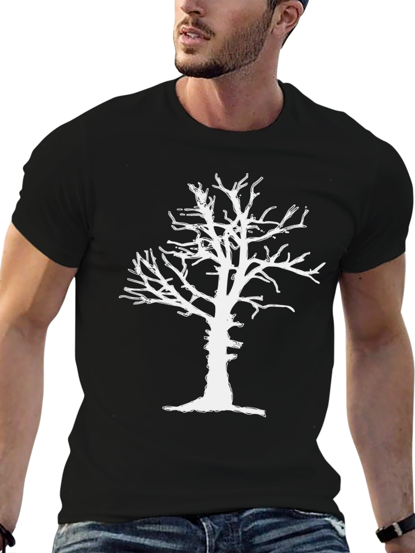 White Tree Graphic Black T-Shirt