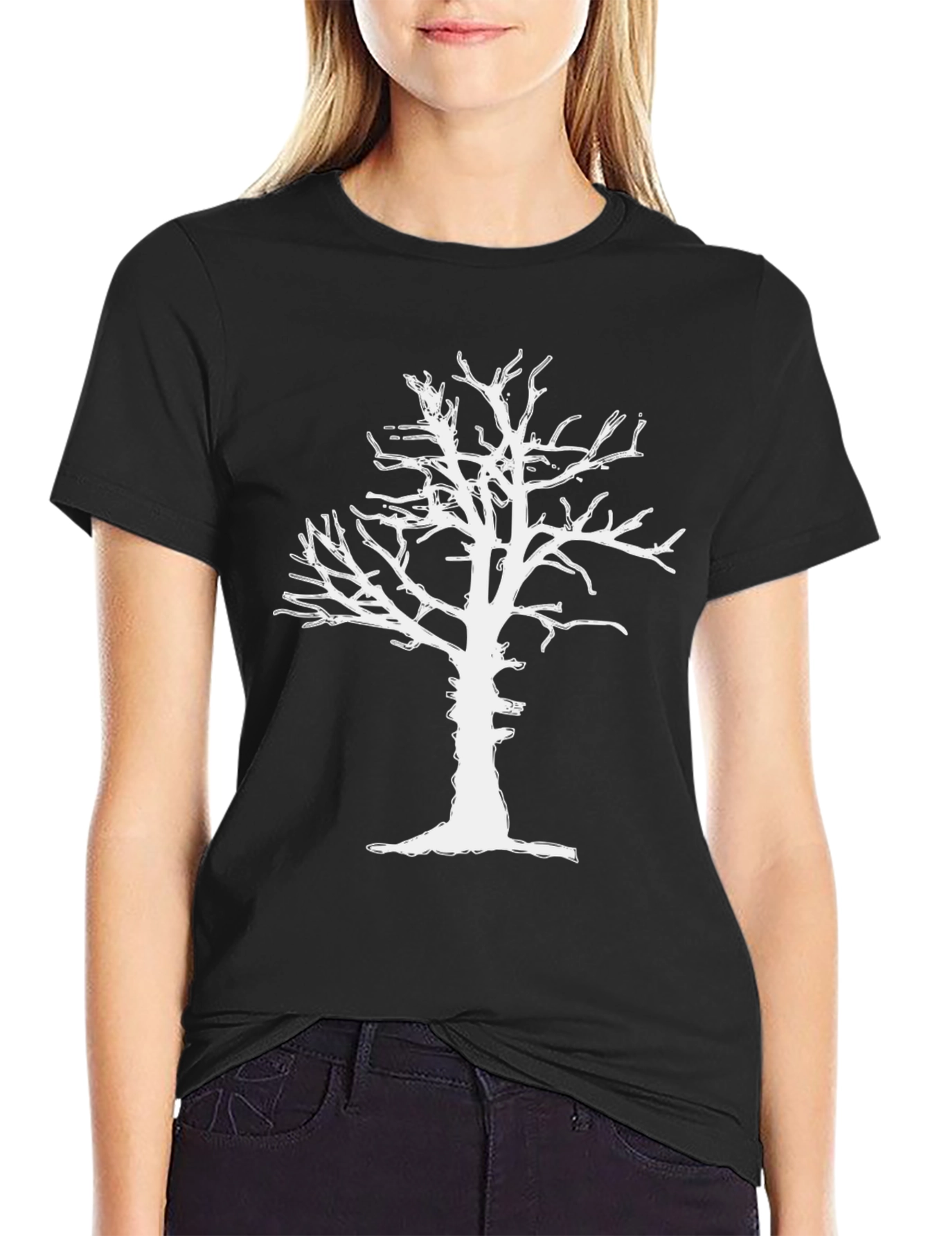 White Tree Graphic Black T-Shirt
