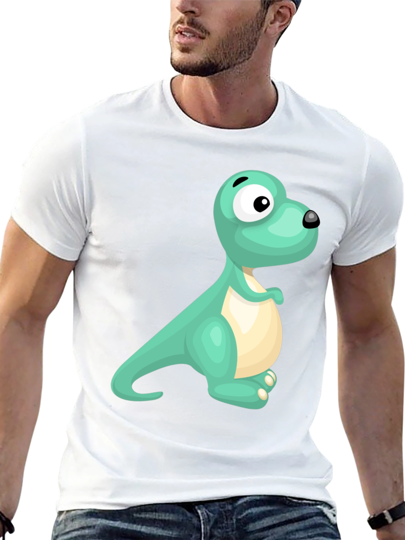 Cartoon Dinosaur Graphic Black T-Shirt