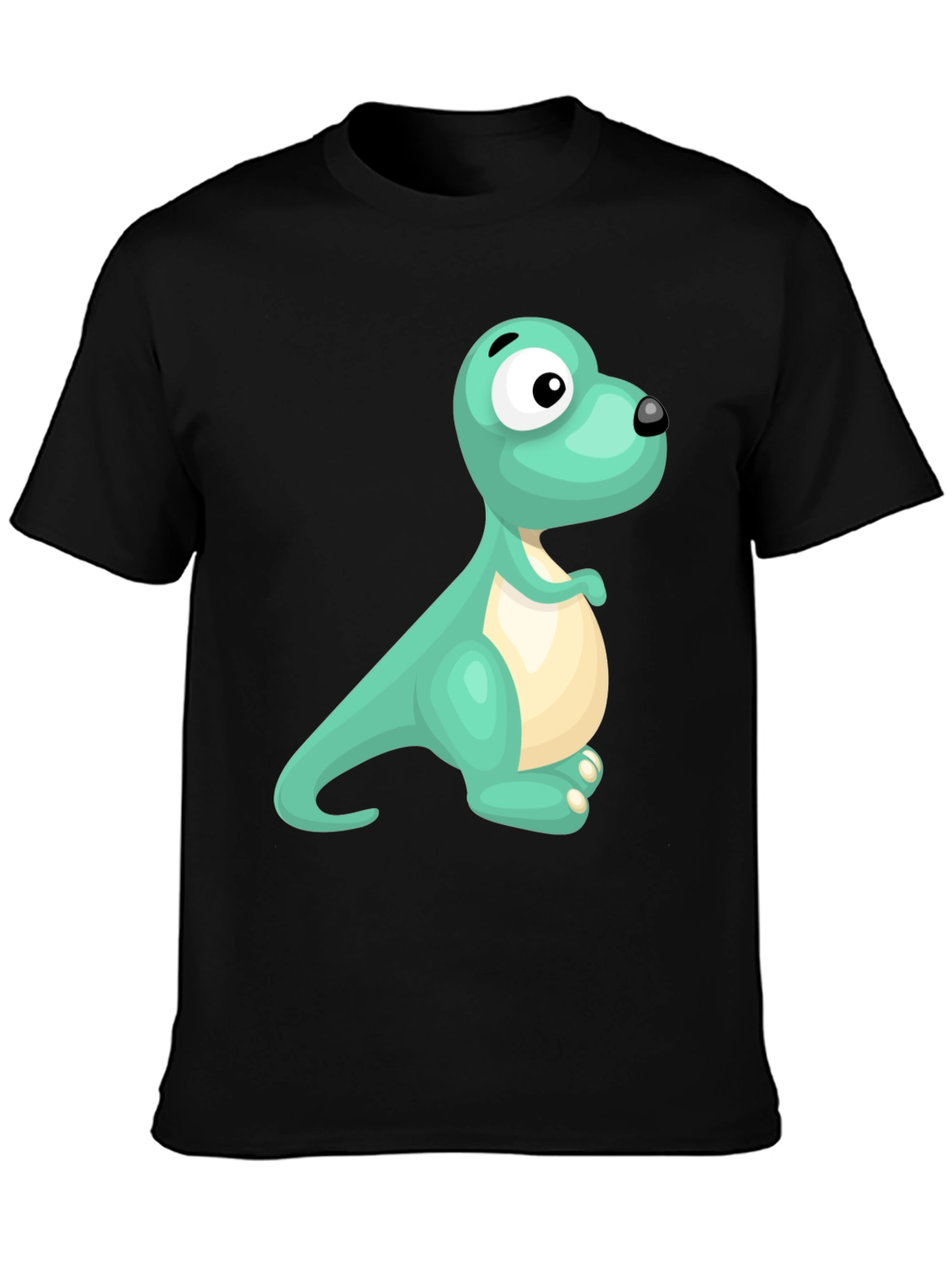 Cartoon Dinosaur Graphic Black T-Shirt