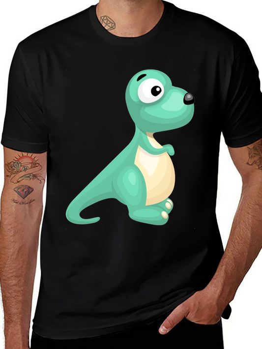 Cartoon Dinosaur Graphic Black T-Shirt