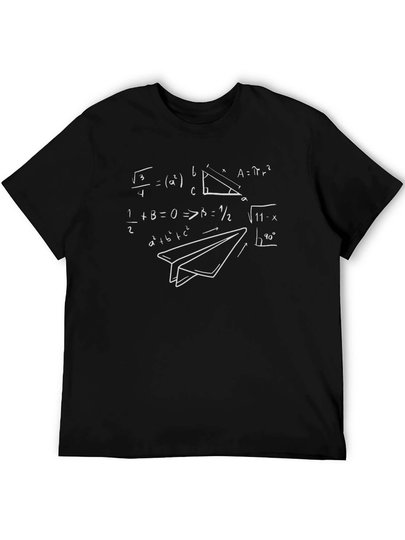 Math Equations Paper Airplane Black T-Shirt