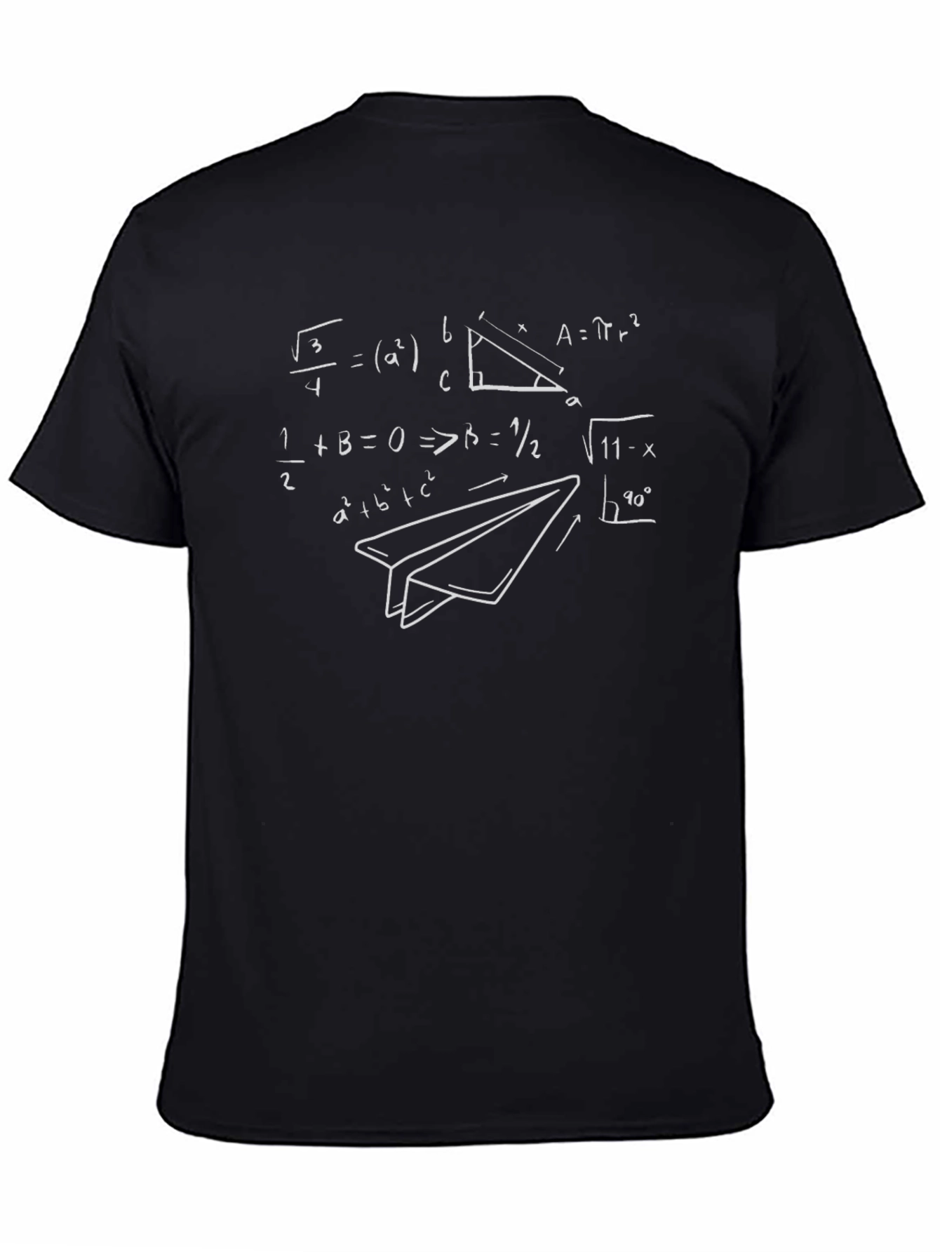 Math Equations Paper Airplane Black T-Shirt