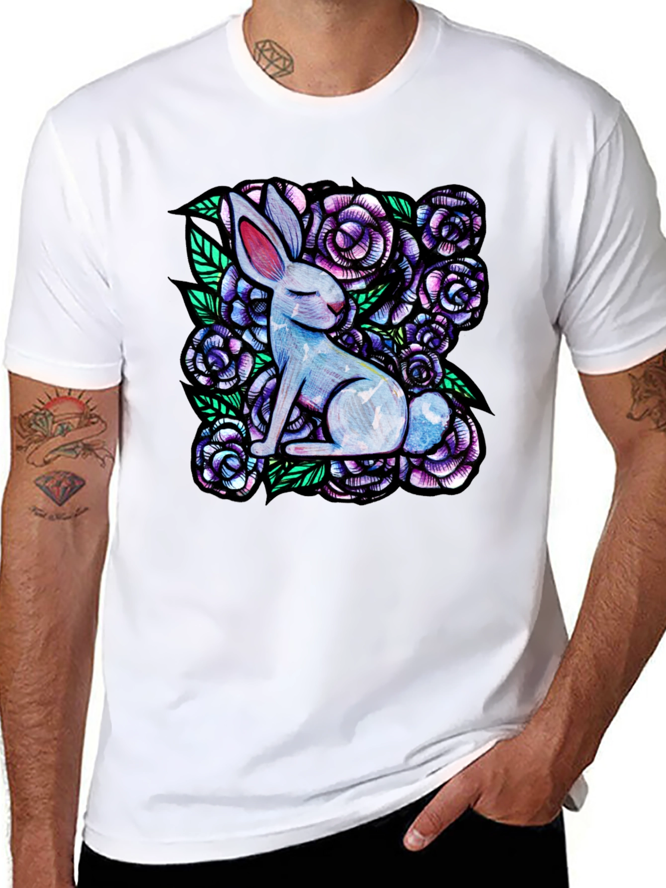 Rabbit & Floral Graphic Tee