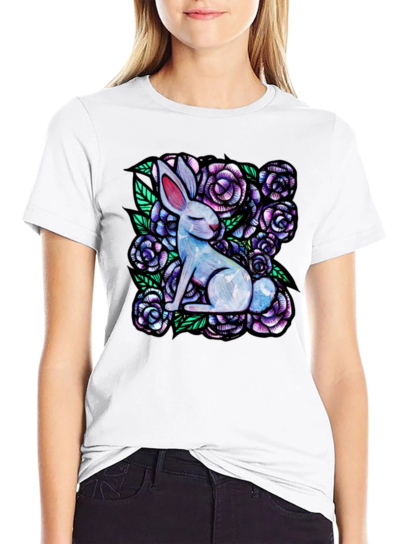 Rabbit & Floral Graphic Tee