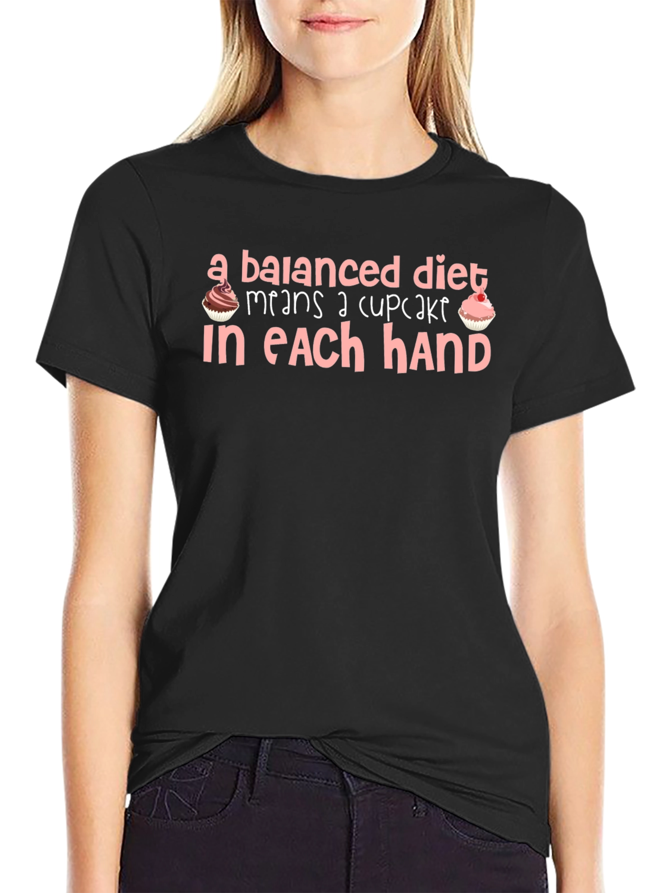 Balanced Diet Cupcake T-Shirt Funny Foodie Tee