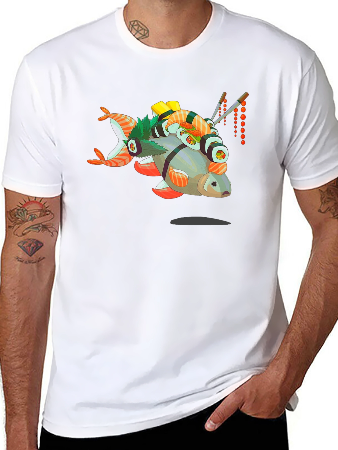 Sushi Fish Graphic Tee - Foodie T-Shirt