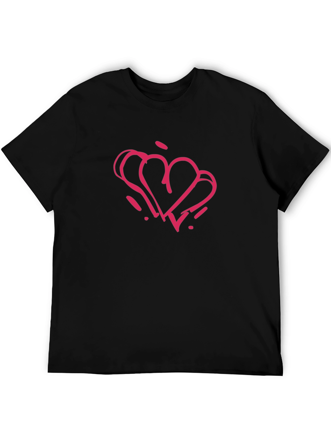 Black T-Shirt with Pink Heart Graphic