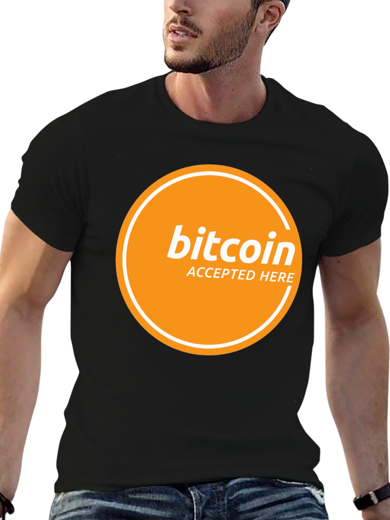 Bitcoin Accepted Here Graphic Black T-Shirt