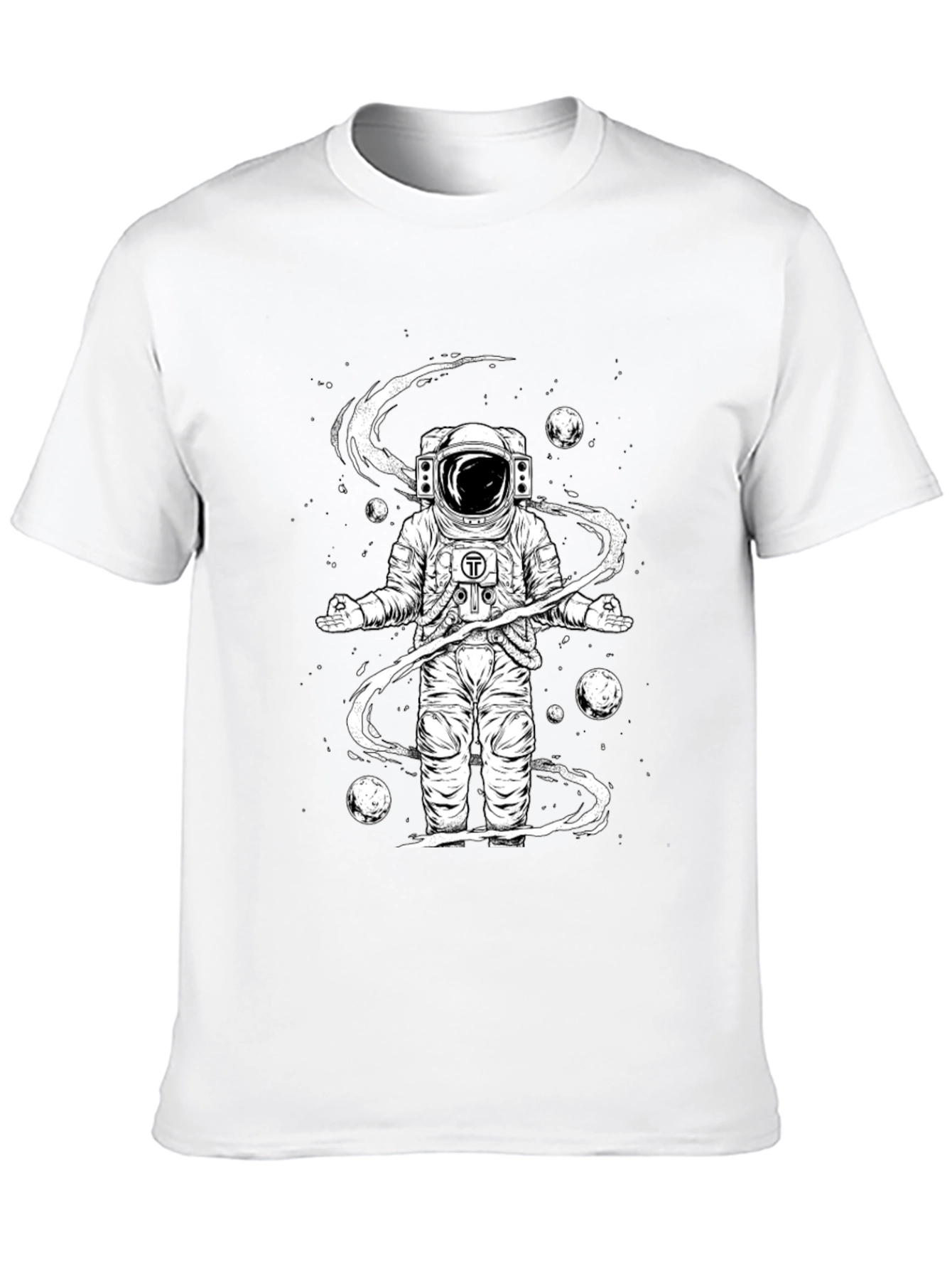 Meditating Astronaut Black Graphic Tee