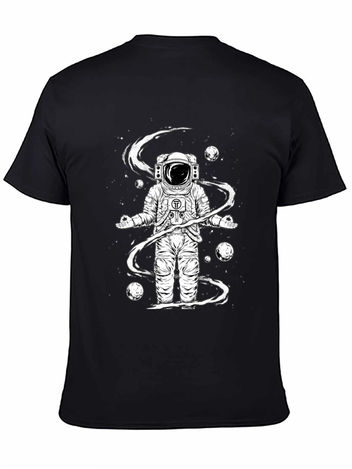 Meditating Astronaut Black Graphic Tee