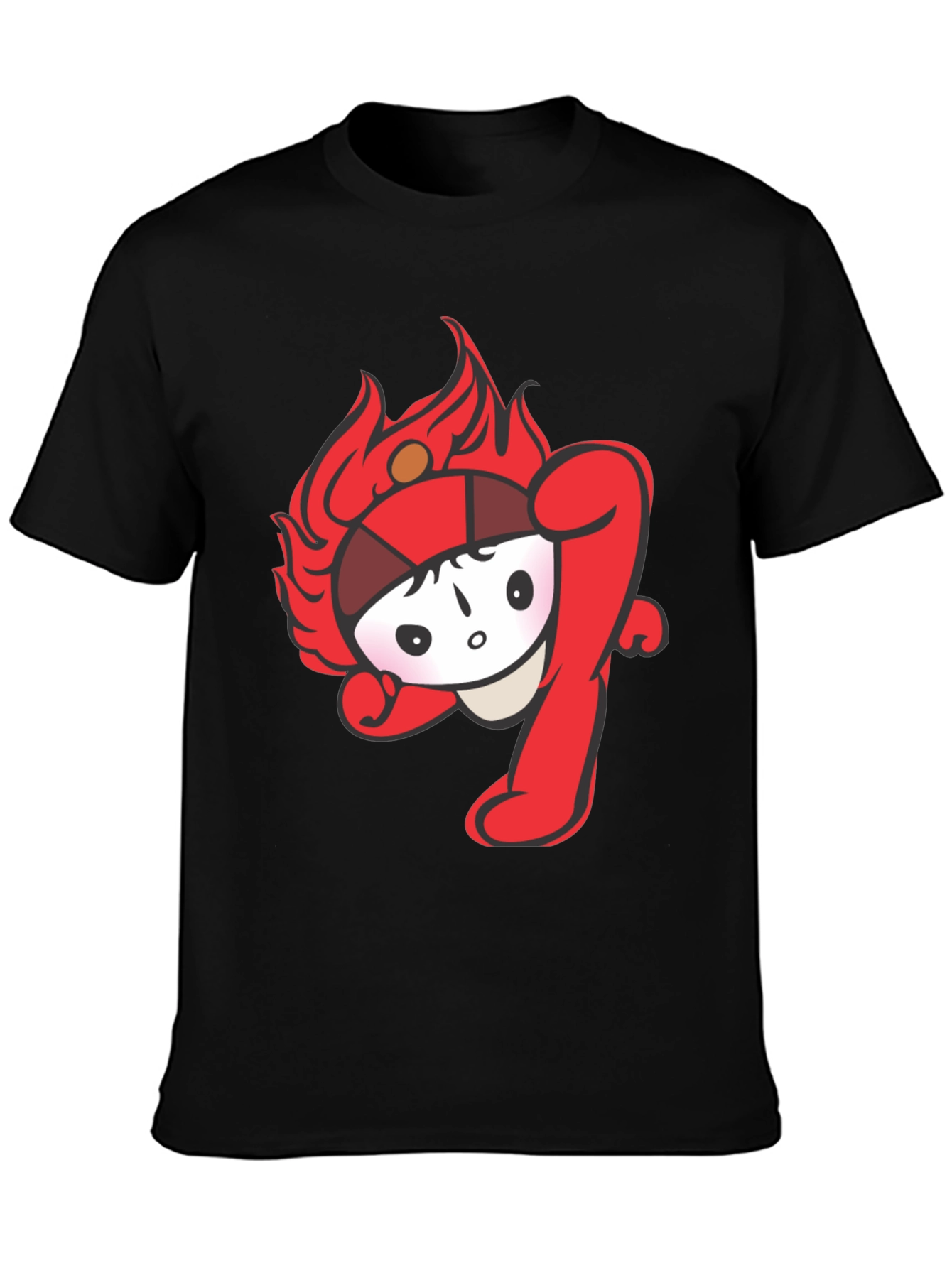 Fun Cartoon Graphic Tee - Black Cotton T-Shirt