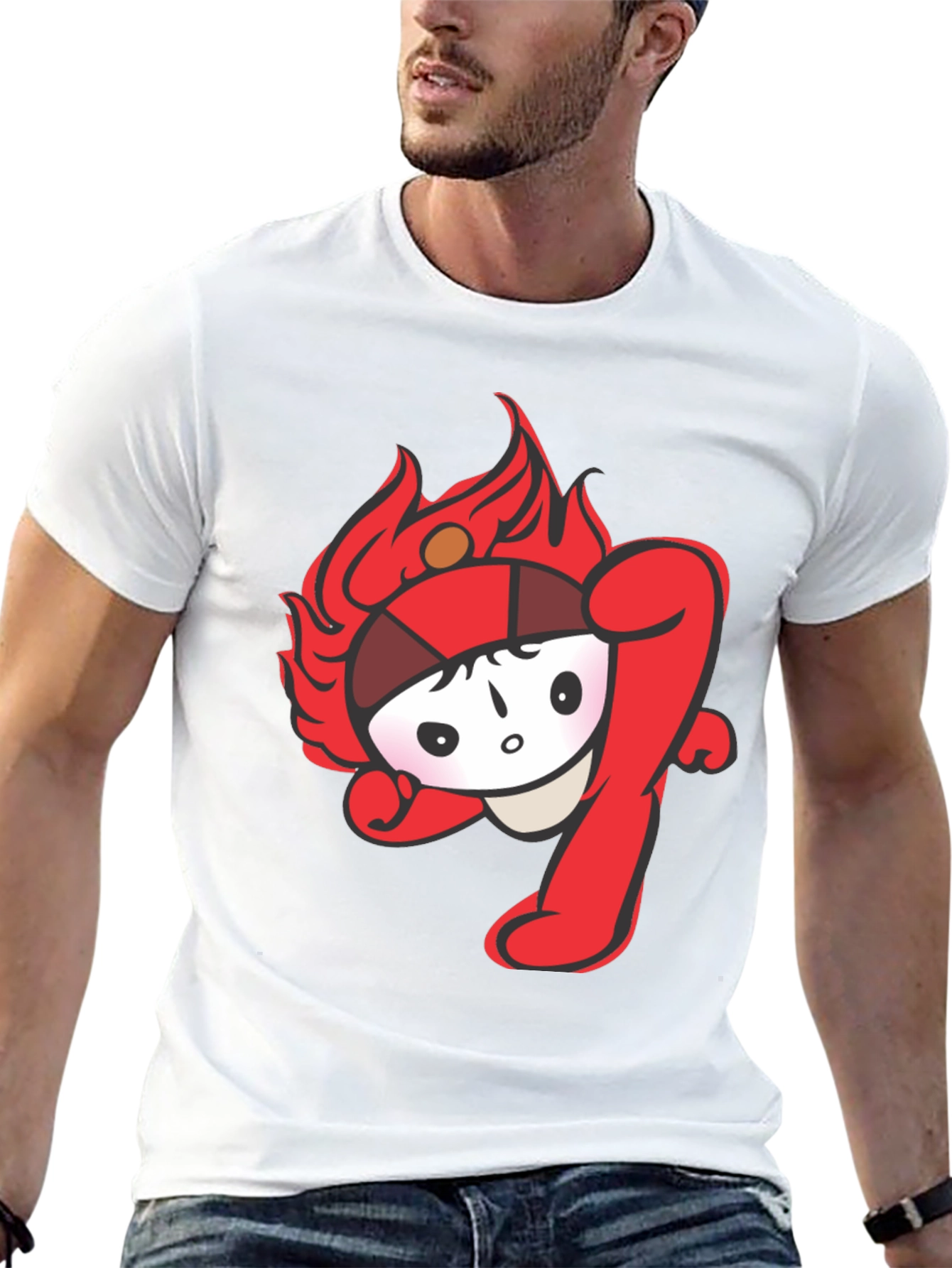 Fun Cartoon Graphic Tee - Black Cotton T-Shirt