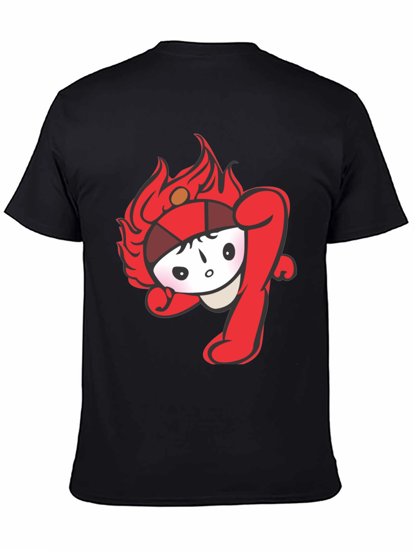 Fun Cartoon Graphic Tee - Black Cotton T-Shirt